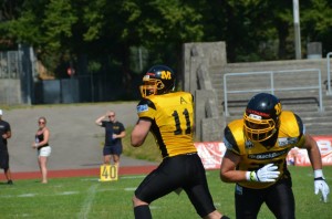 Blake Barnes had another strong performance at QB, throwing for 3 TDs. Photo: Munich Cowboys