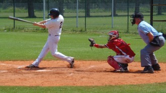 Munich Caribes player-coach Steve Walker connects on a pitch against Stuttgart in the Regionalliga. Walker and the Caribes hope to clinch the league championship on August 3rd at home against local rivals Gauting Indians.
Photo: Douglas Sutton