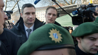 Vitali Klitschko speaks at Sendlingertorplatz -- photo: dpa