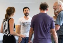 MN Interview: Bogdan Tabacaru on Directing Upcoming Entity Theatre Play “Lend Me a Tenor” Bogdan works with the actors during one of the many rehearsals Photo: Fegert/Fuss